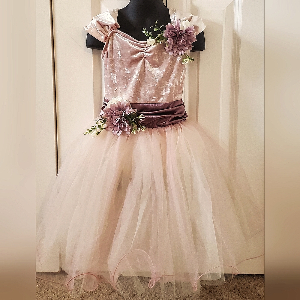 Little Girl's Velveteen Satin & Tulle Dance Costume With Accessory - Picture 2 of 11